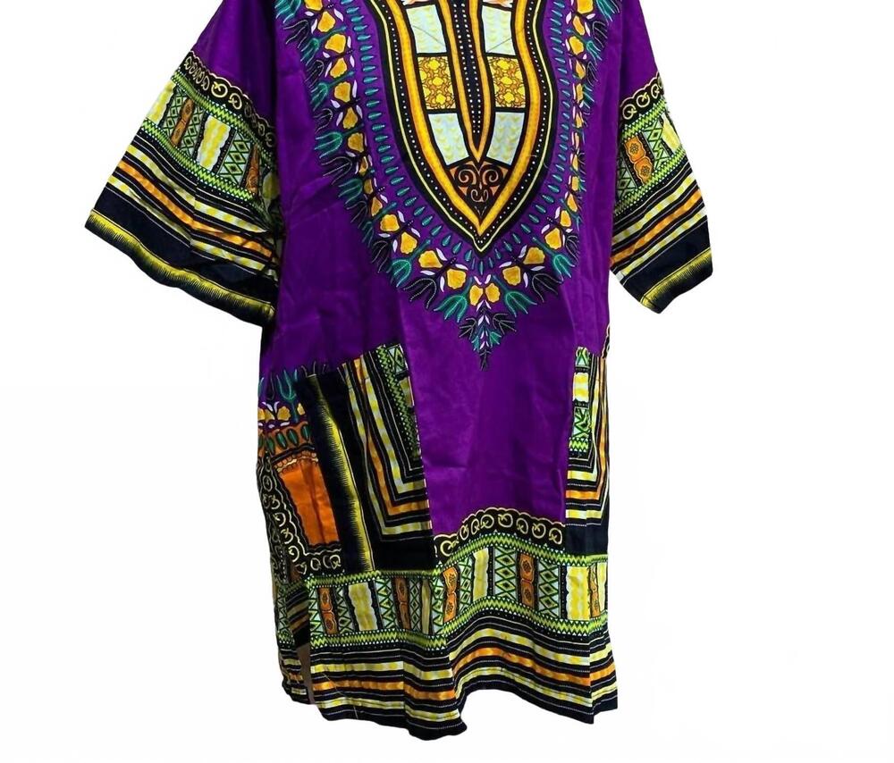 NEW SB FASHION women's long african floral print tunic shirt in purple